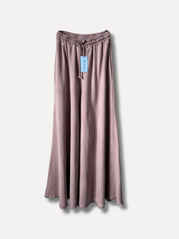 Washed Powder Pink - Fringed Bukse