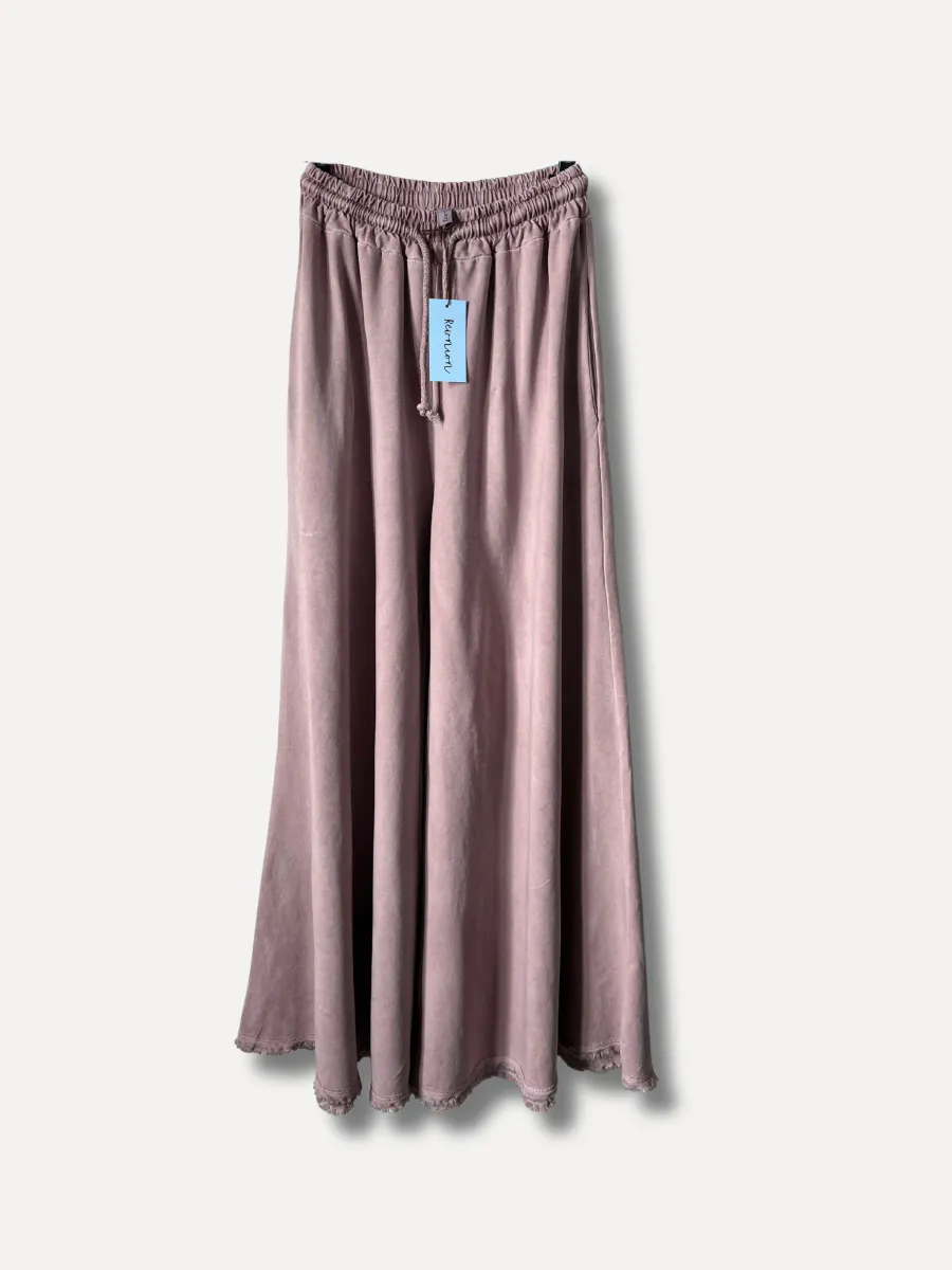 Washed Powder Pink - Fringed Bukse