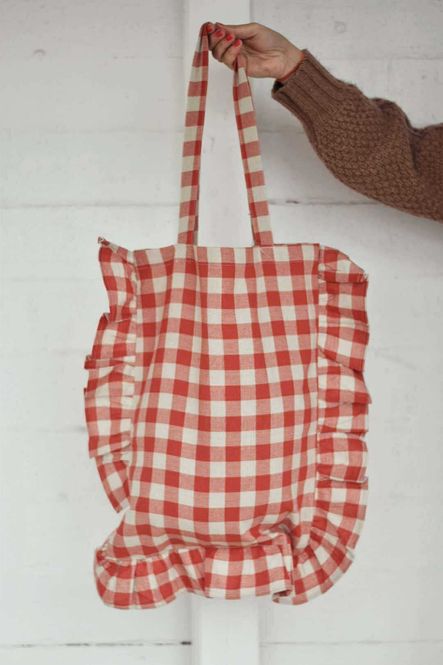 Hovedbilde Rød - Rutet Totebag