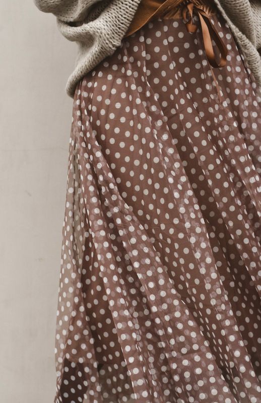 Taupe - Dotty Tyllskjørt