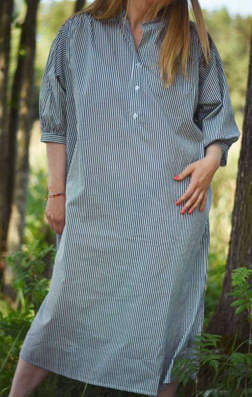 Navy/hvit - Amelia Bomulls Kjole