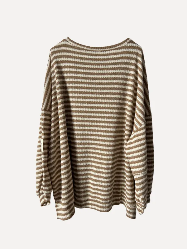 Taupe/offwhite - Lily Bomulls Genser