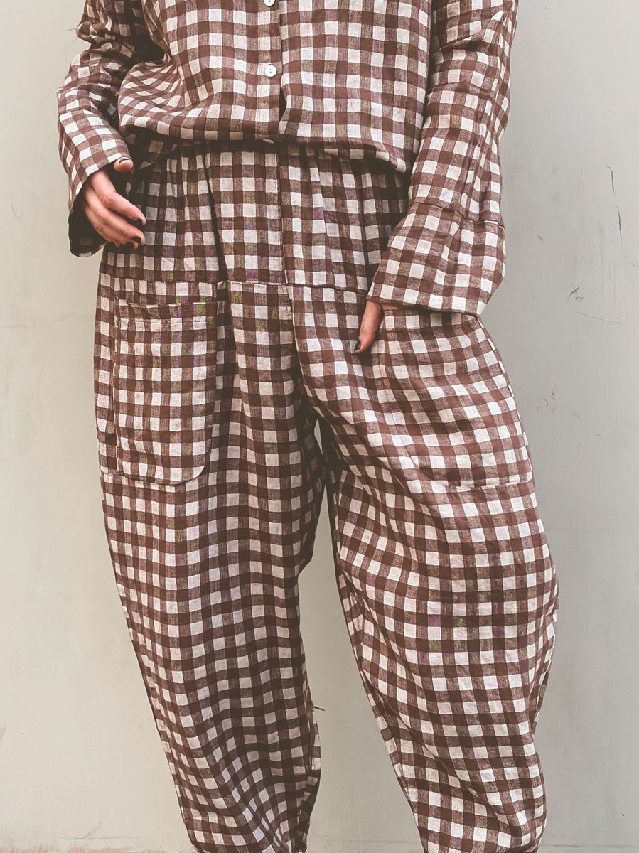 Brun/Hvit - Eisa Linbukse