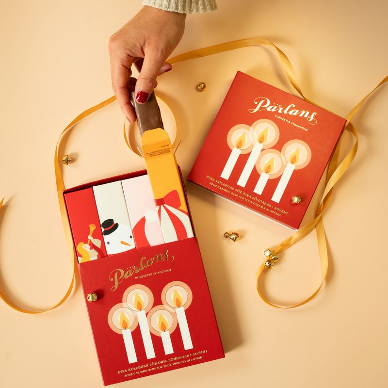Adventskalender med karamell – 4 smaker, 200 g