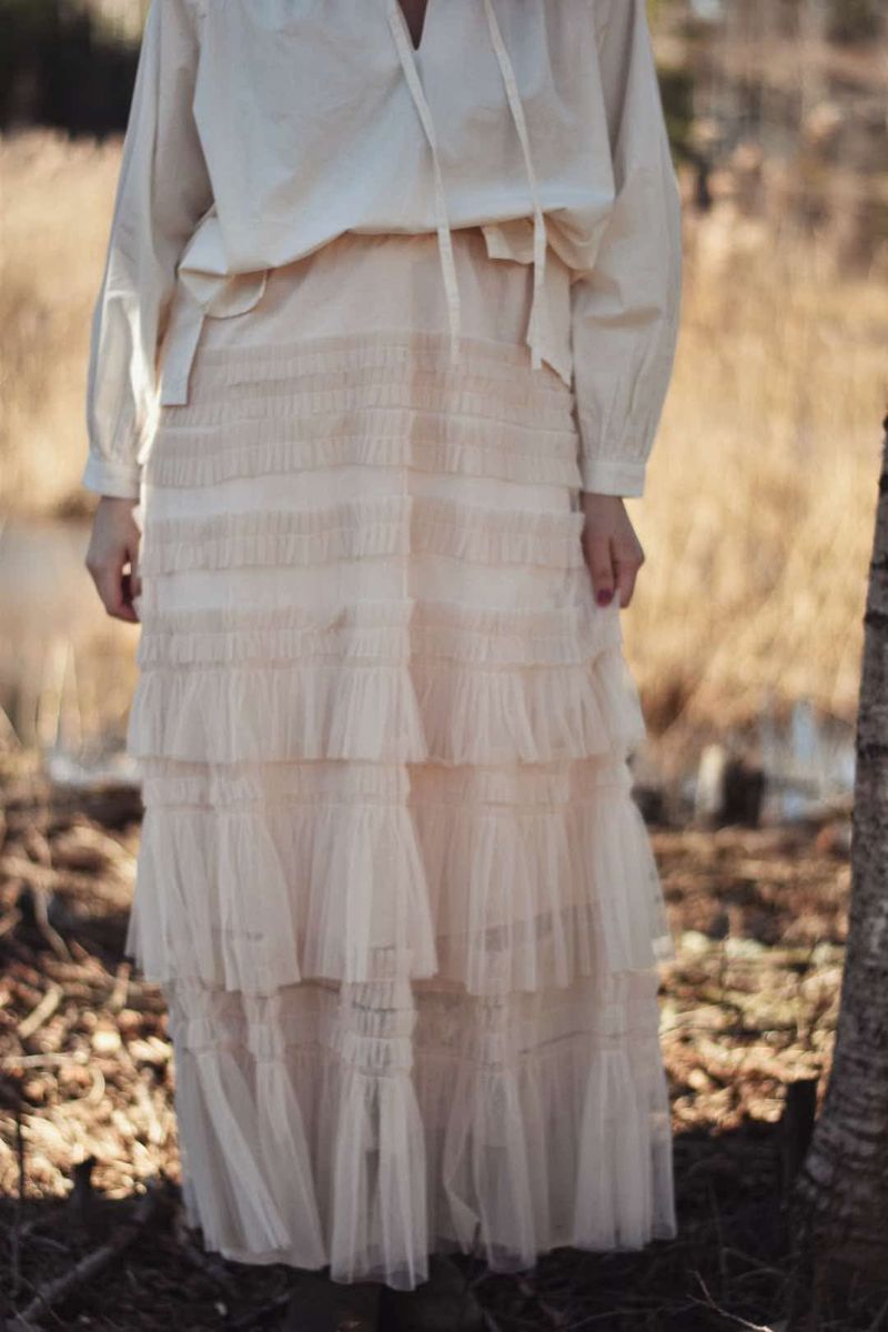 Beige - Tulleskjørt m/ petite dots