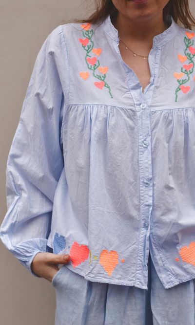 Hovedbilde Blå - Lux Hjerte Bluse