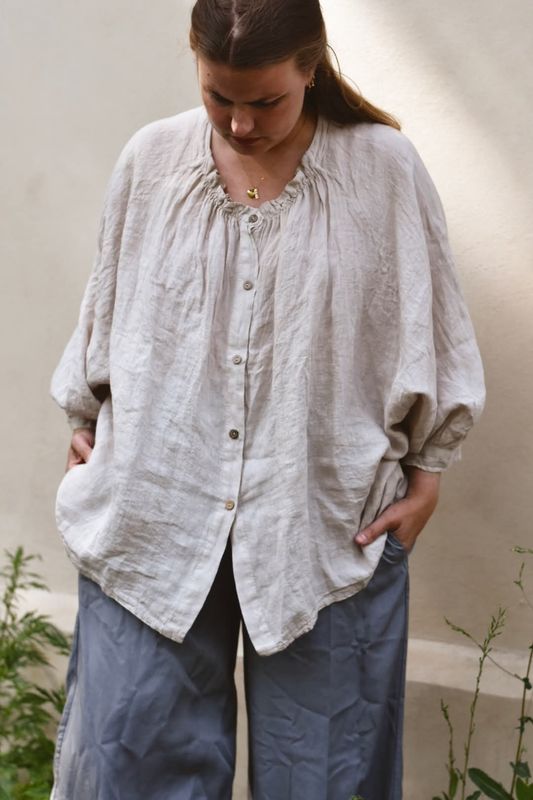 Beige - Smooth Linbluse