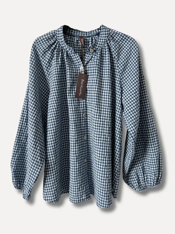 Blå - Checki Bomulls Bluse