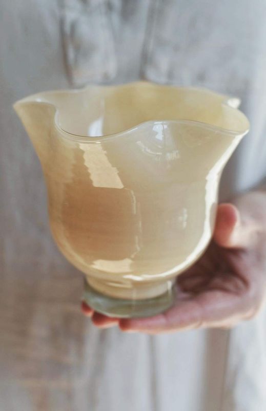 Krem - Bølget S Vase