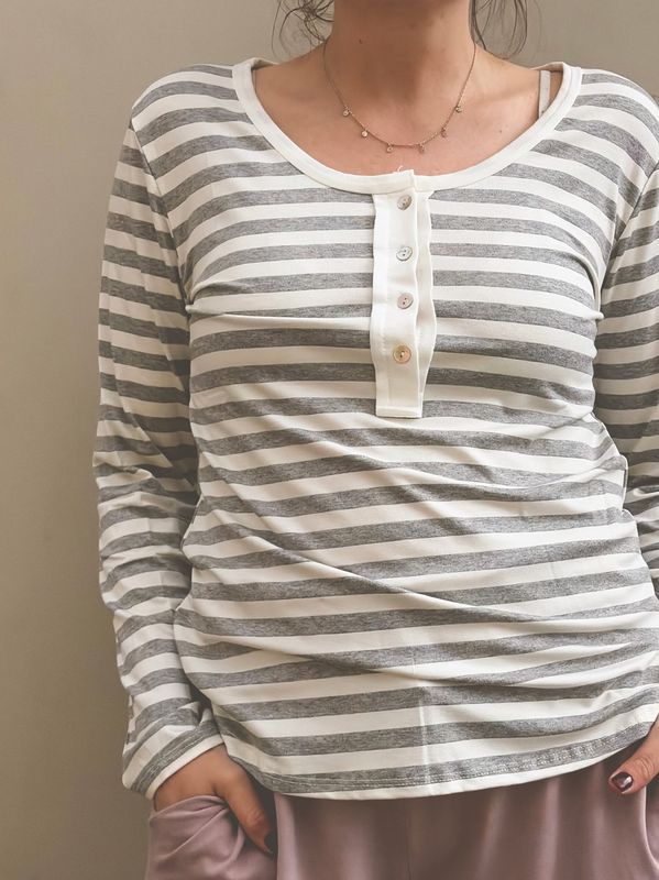 Grey/off white - Grandpa Stripe Genser