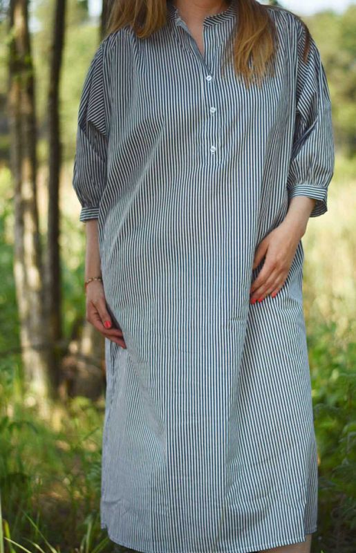 Navy/hvit - Amelia Bomulls Kjole