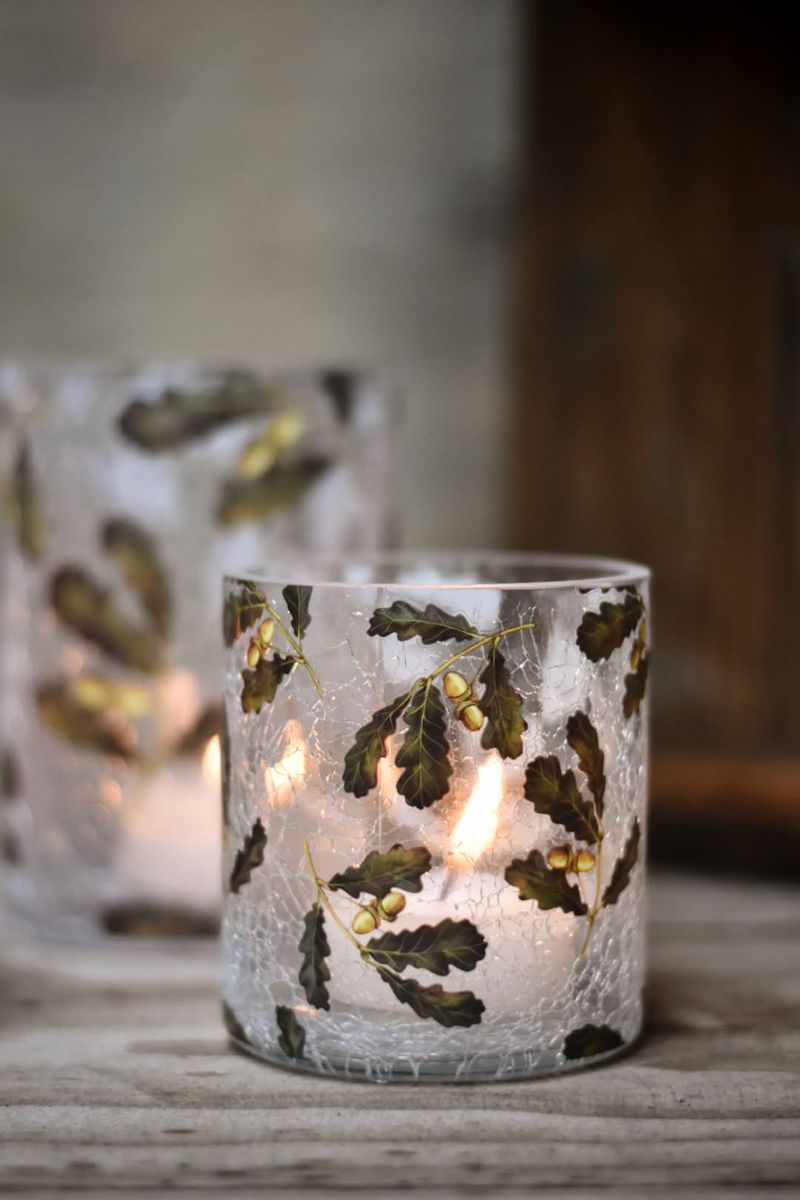 Eikeblader - Krakelert Lite Lysglass