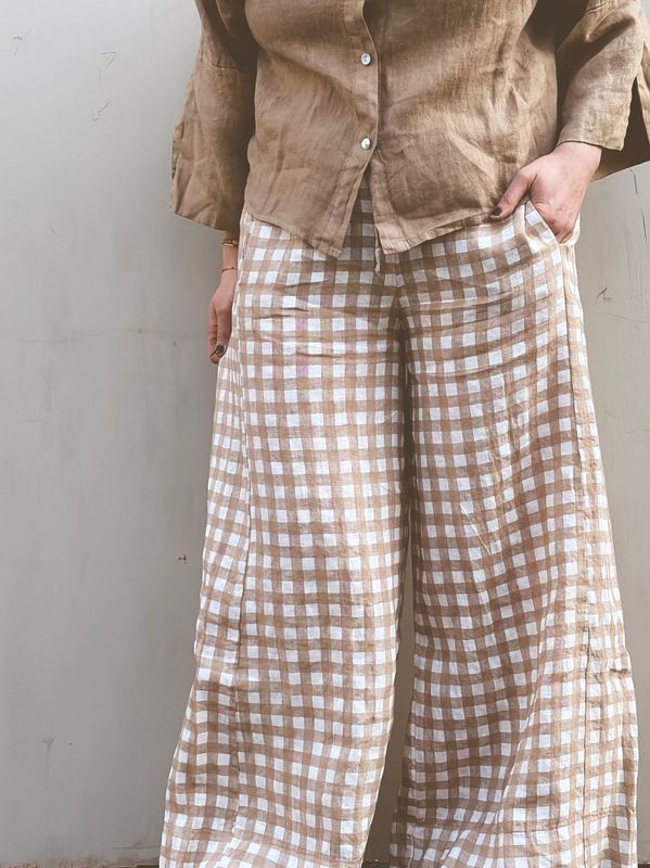 Beige/Hvit - Beka Linbukse
