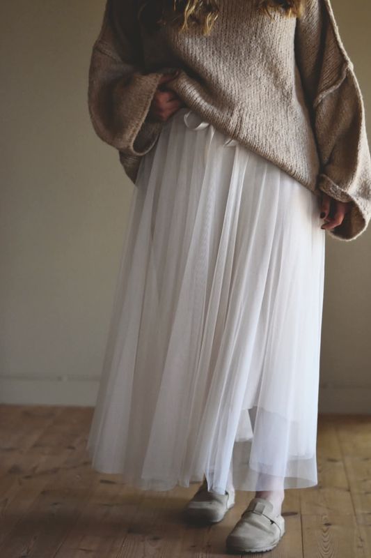 Krem - Tulle Tyllskjørt