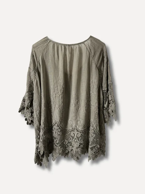 Taupe - Lama Bomulls Bluse