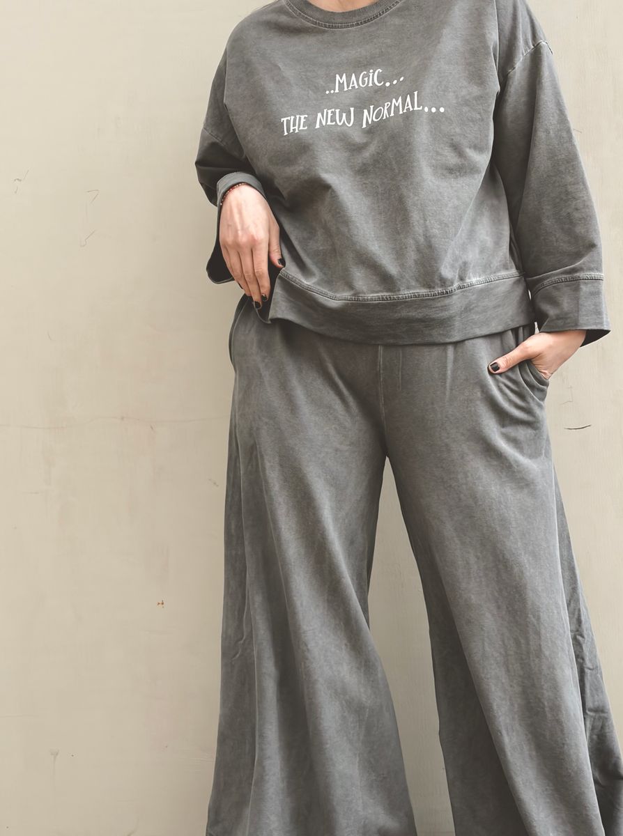 Washed Grey - Fringed Bukse