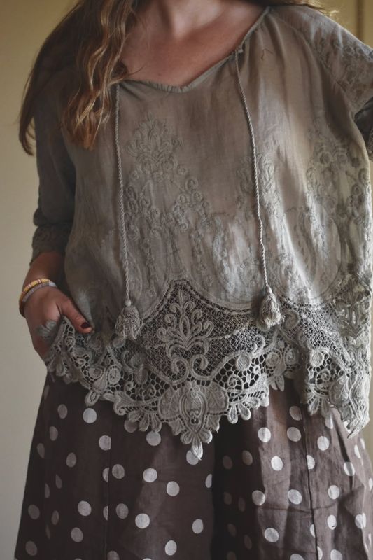 Taupe - Lama Bomulls Bluse