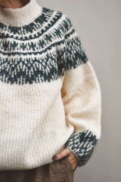 Hovedbilde Grønn/kremhvit - Yasliri Ull ...