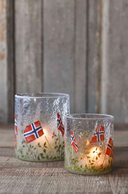 Hovedbilde Lysglass norsk flagg 