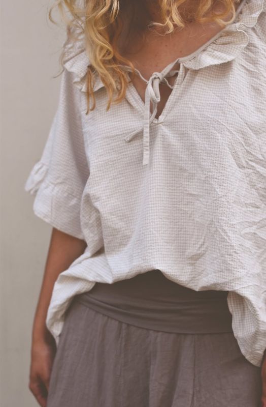 Beige - Ruth Bomulls Bluse