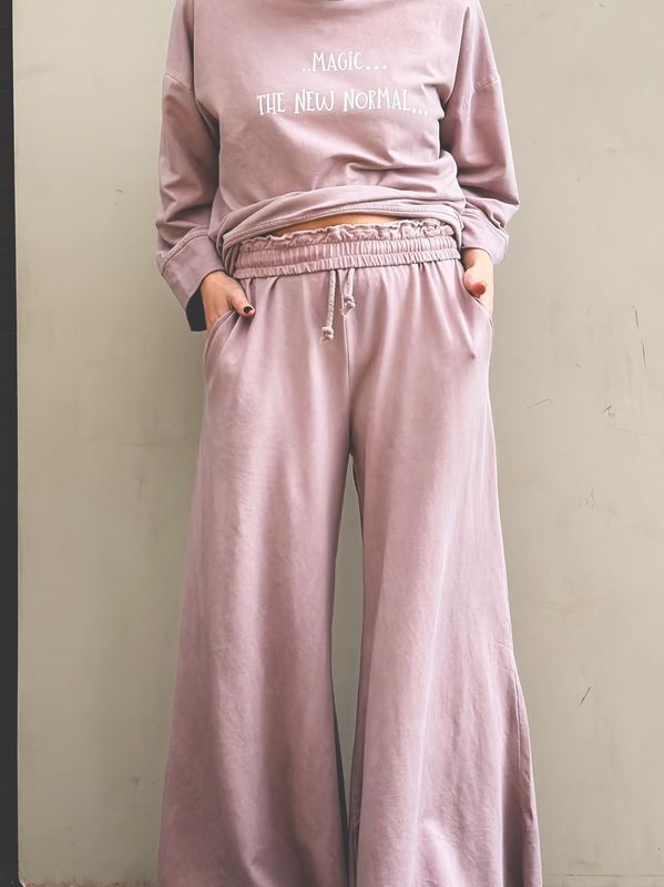 Washed Powder Pink - Fringed Bukse