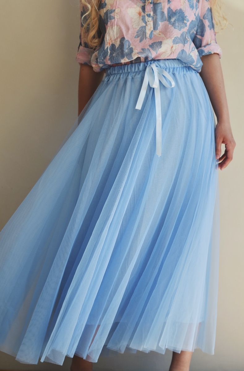 Lyseblå - Tulle Tyllskjørt