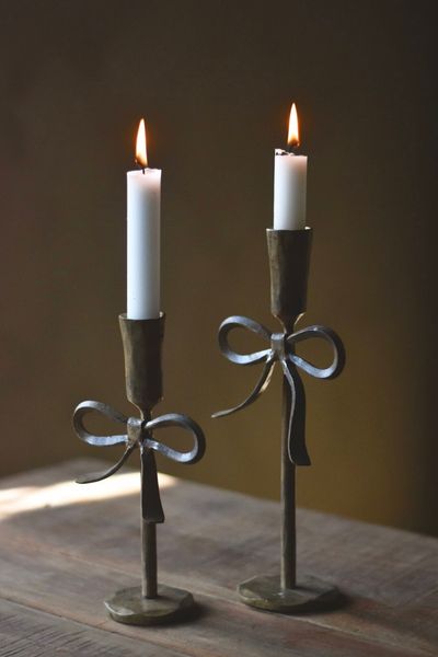 Hovedbilde Rustikk Lysestake med sløyfe ...