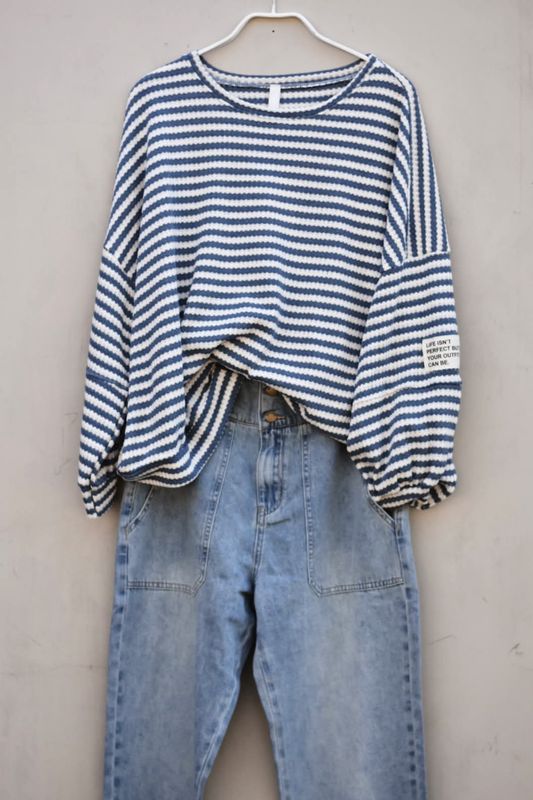 Hvit/denim - Lily Bomulls Genser