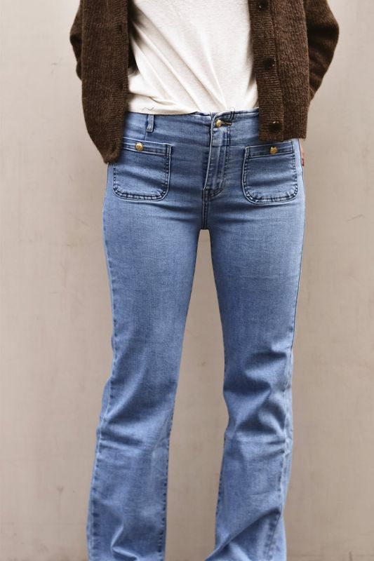 Jeansblå - Bukse med stretch