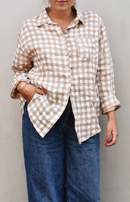Hovedbilde Beige/Hvit - Fray linskjorte