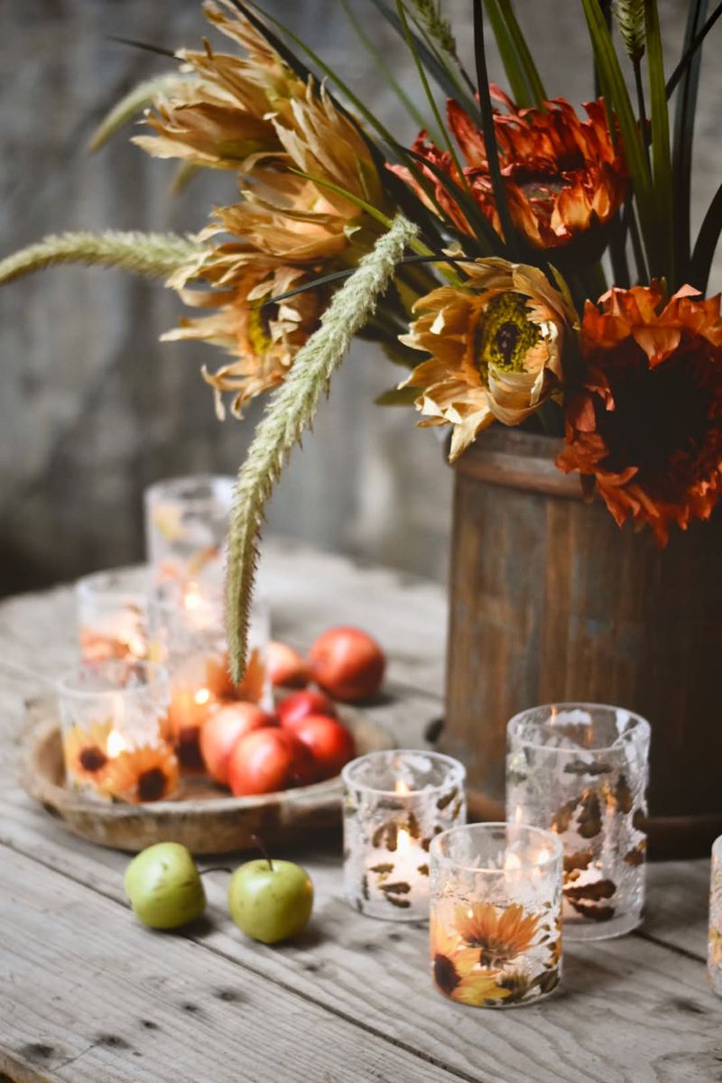 Eikeblader - Krakelert Stort Lysglass