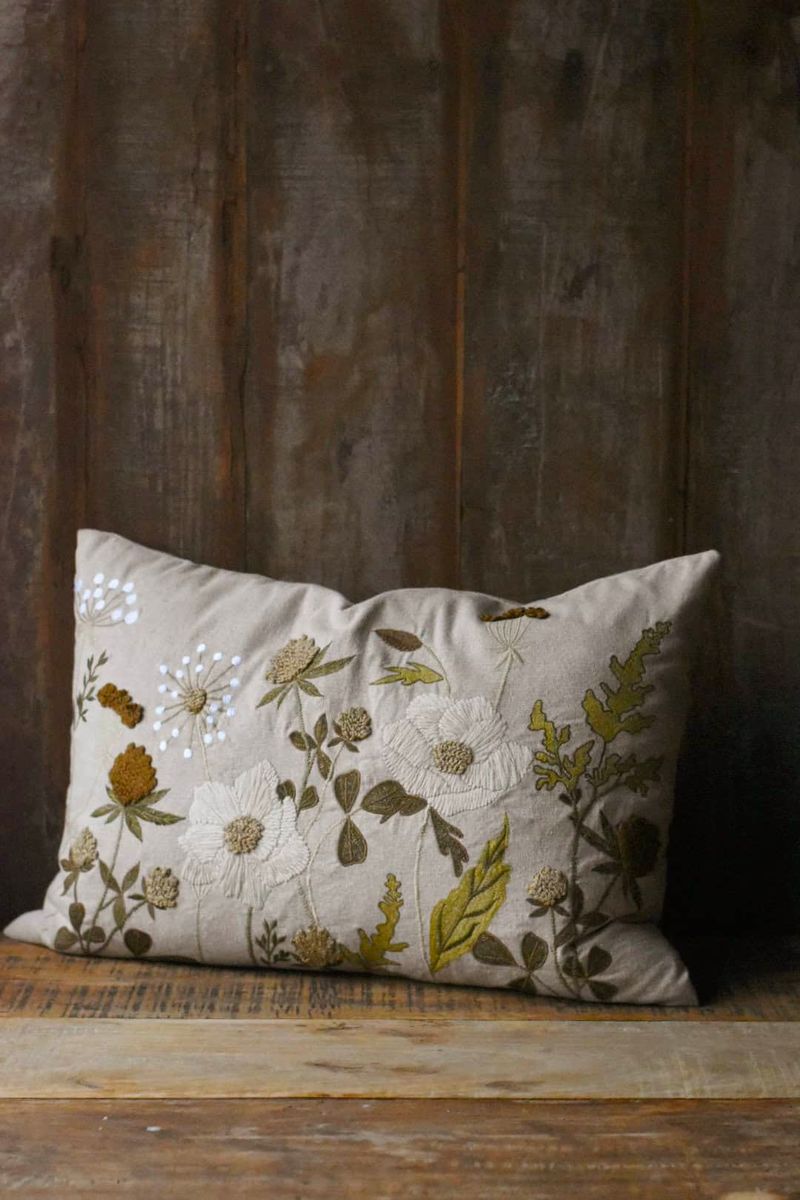 Natur/brun - brodert putetrekk 40x60 cm