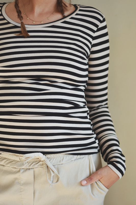 Sort/beige - Stinna Langermet Basic