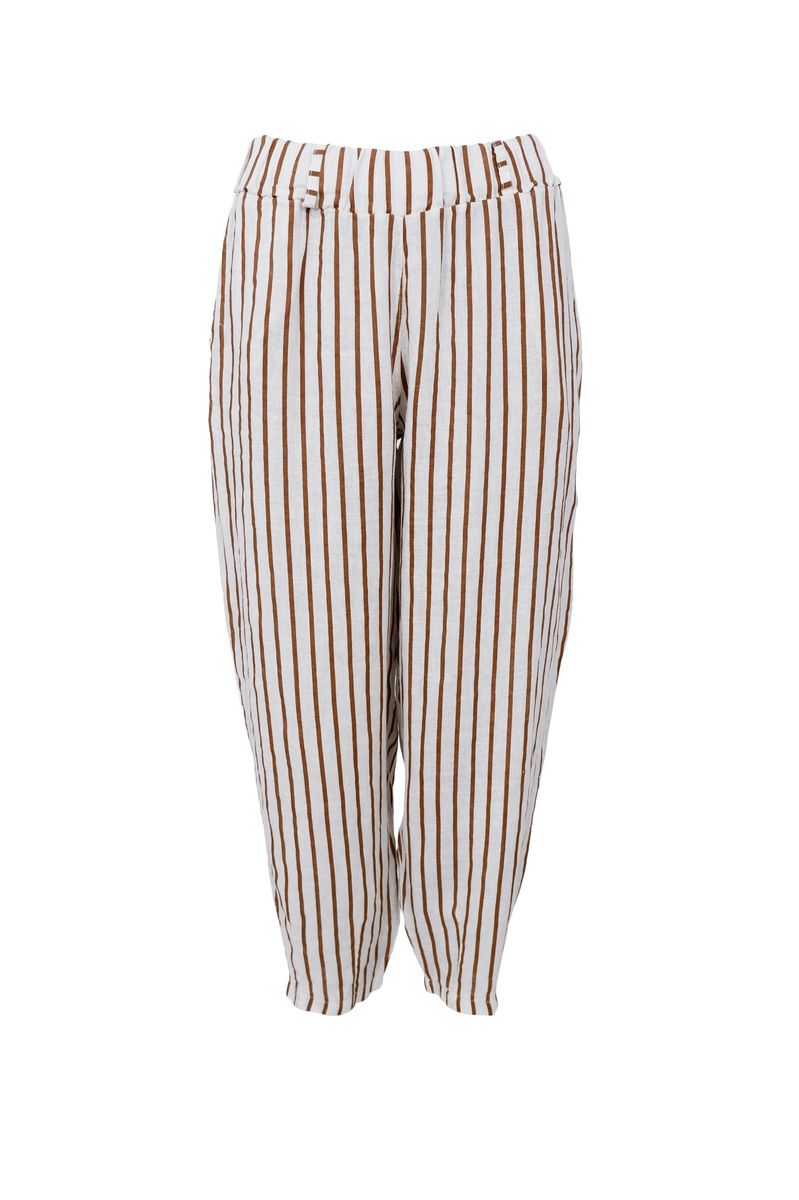 Camel Stripe - Melina Barrel Lin Bukse