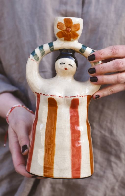 Olga - Håndmalt lysestake
