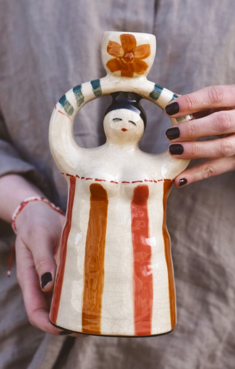 Olga - Håndmalt lysestake