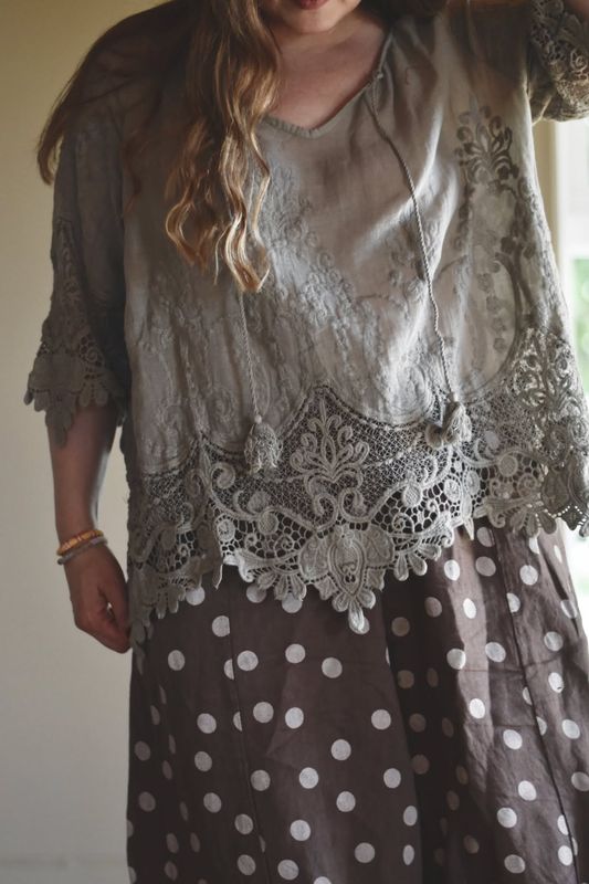 Taupe - Lama Bomulls Bluse