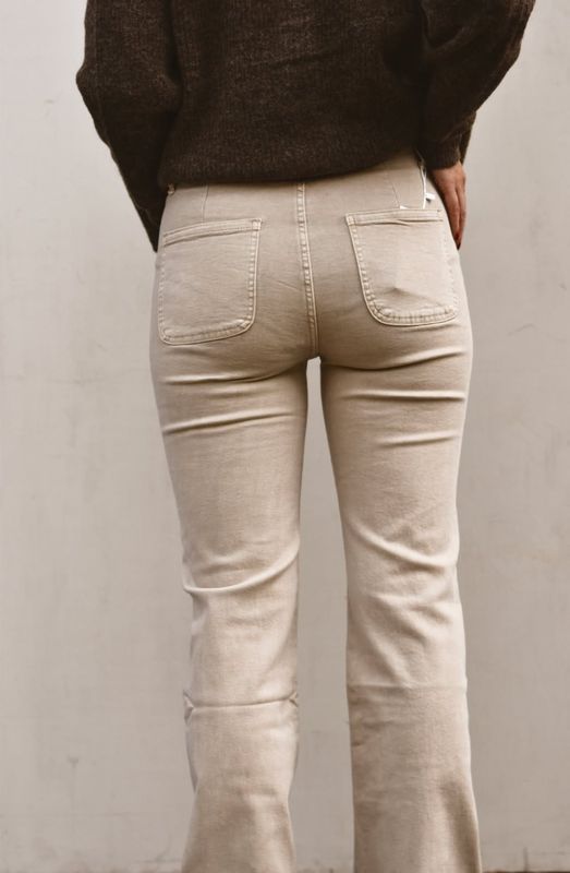 Beige melange - Bukse med stretch