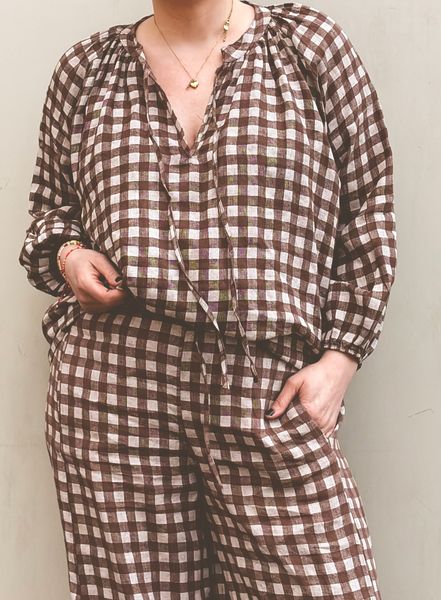 Hovedbilde Brun/Hvit - Caja linbluse