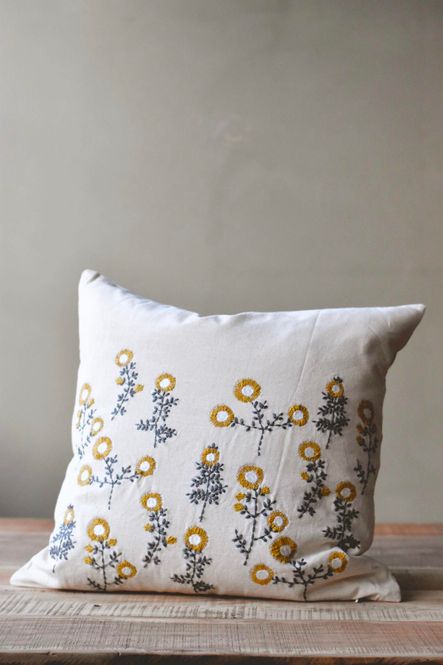 Hovedbilde Broderte Gule Blomster ...